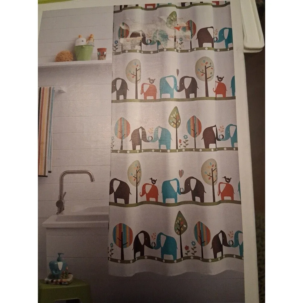 Circo Elephant Shower Curtain New in Package Polyester Colorful Wildlife